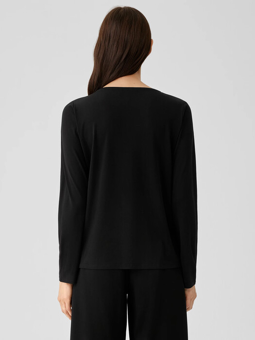 Stretch Silk Jersey Scoop Neck Top