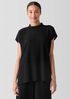 Woven Plissé Mock Neck Top