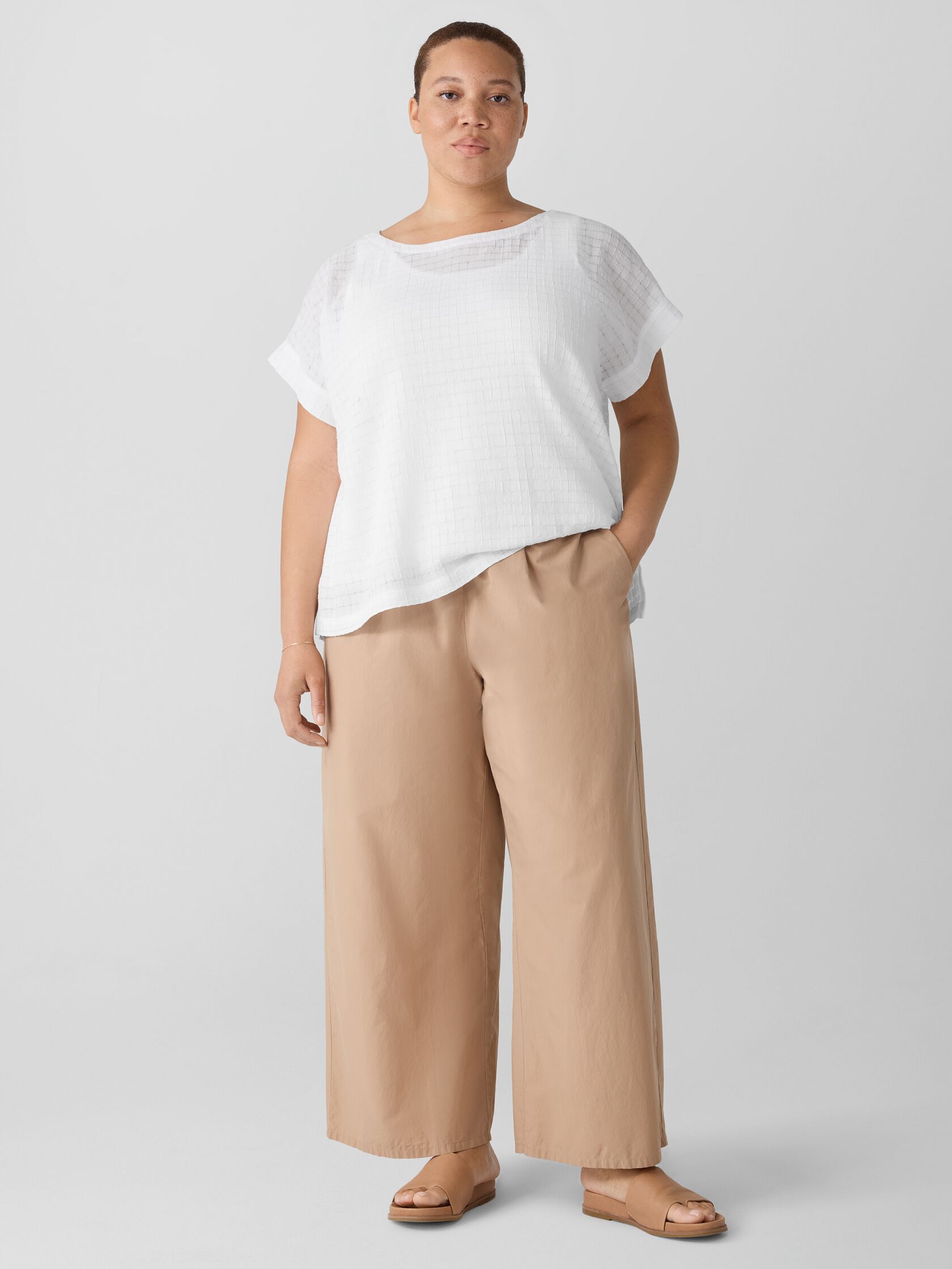 Washed Organic Cotton Poplin Wide-Leg Pant