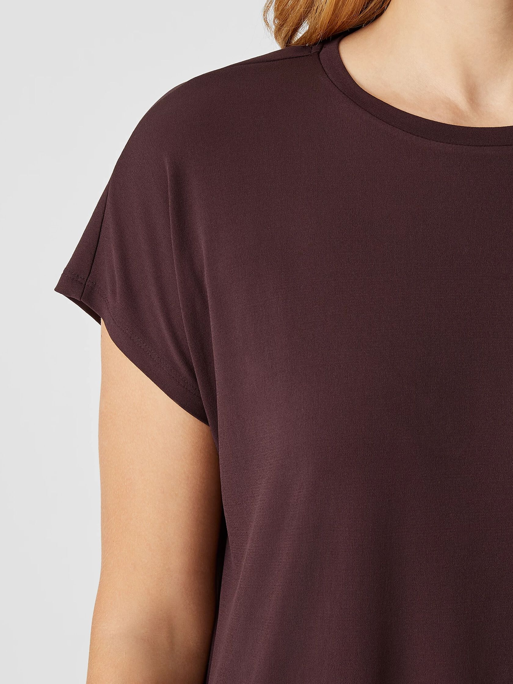 Stretch Silk Jersey Crew Neck Top