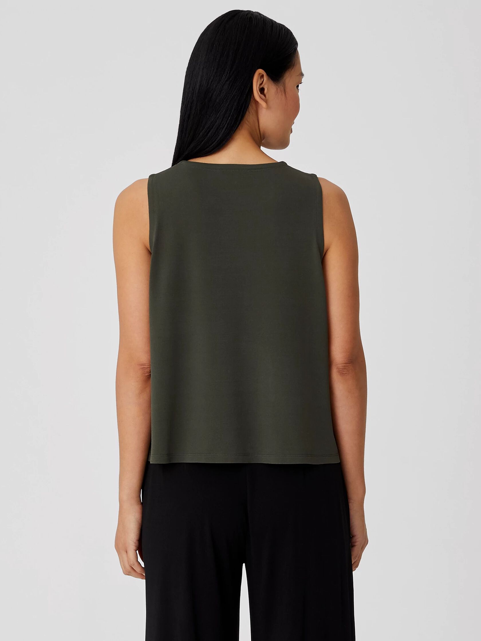 Stretch Silk Jersey Crew Neck Tank