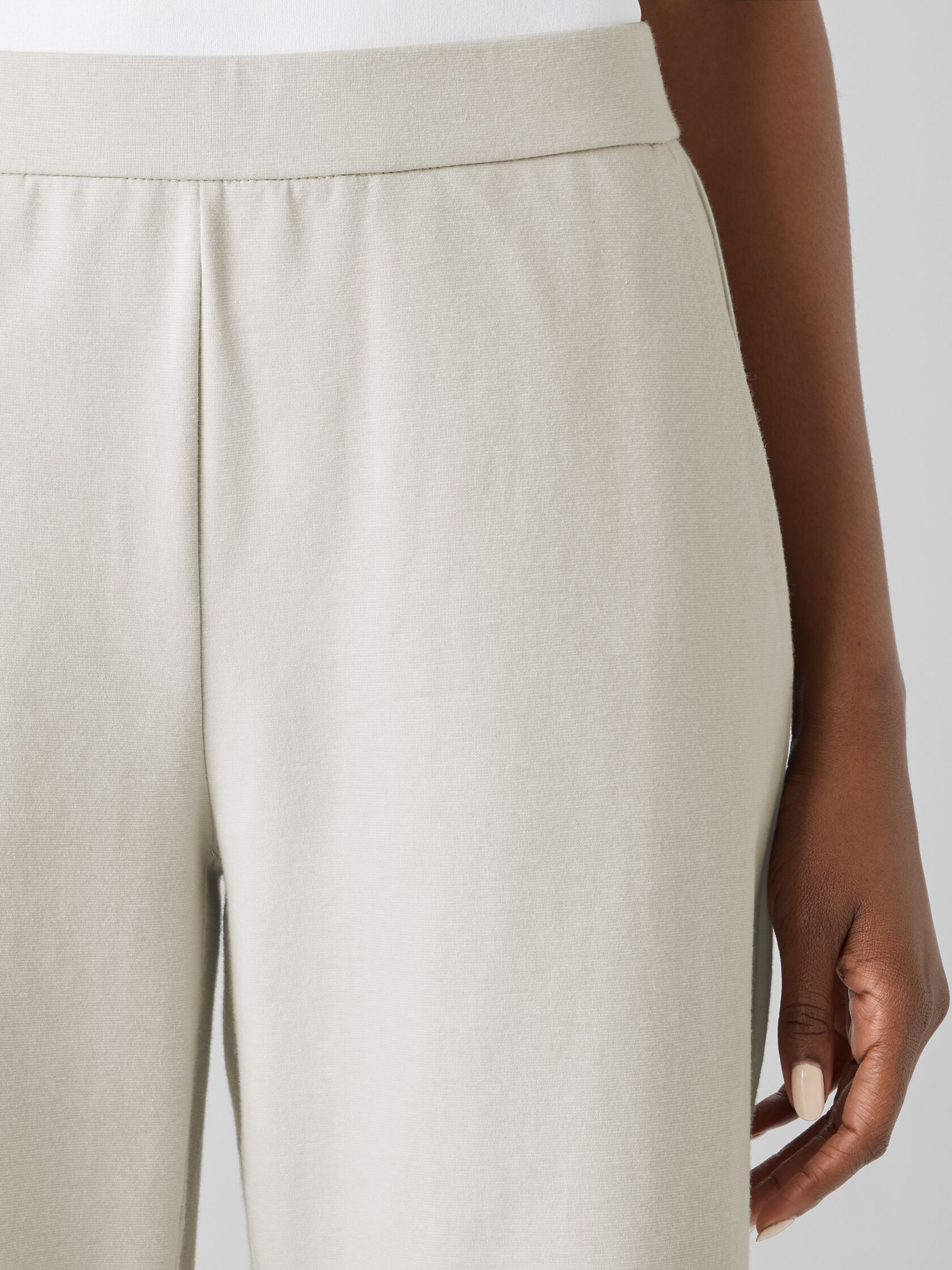 Cotton Blend Ponte Wide-Leg Pant