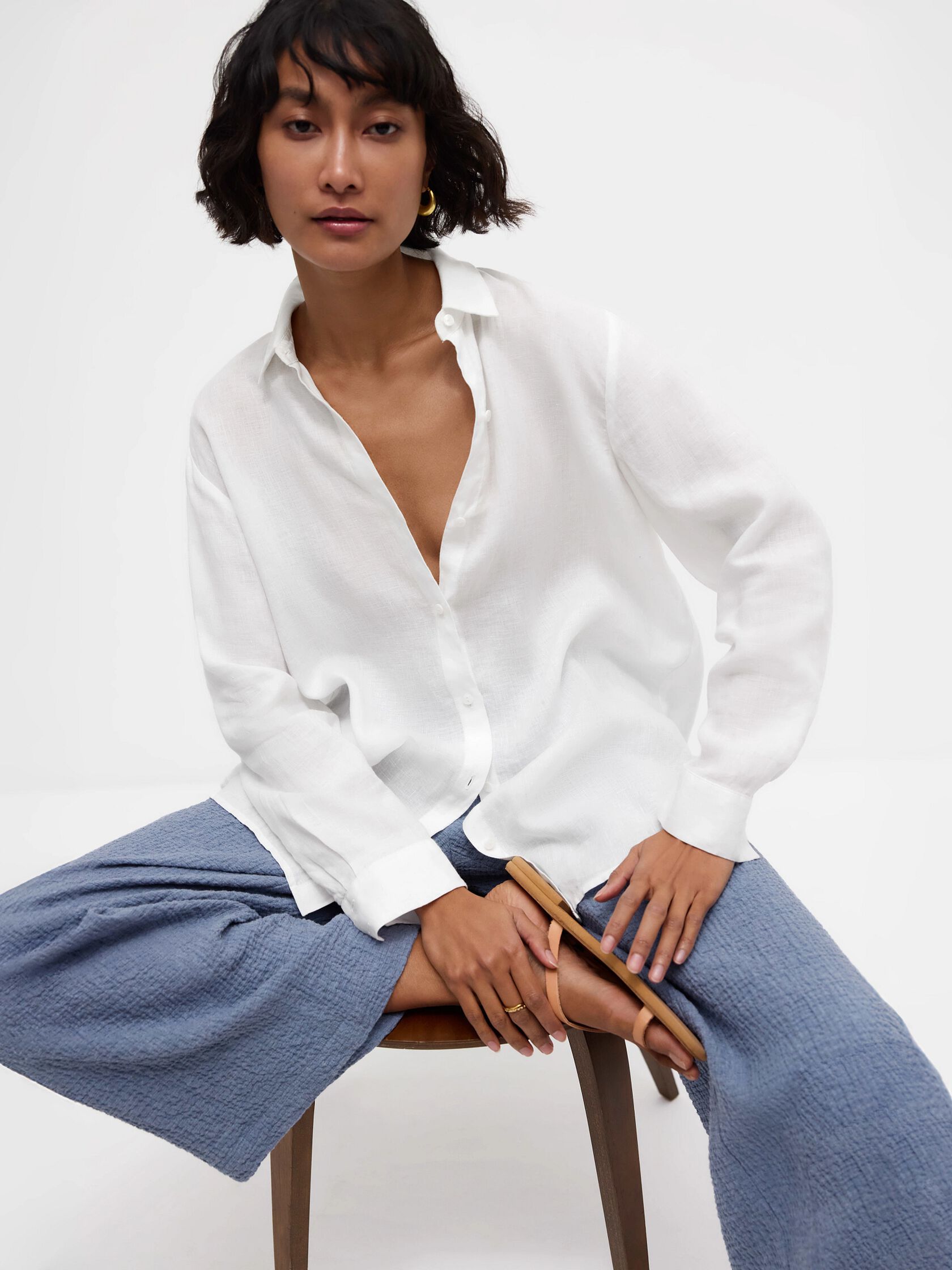 Organic Handkerchief Linen Classic Collar Shirt