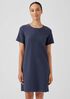 Washable Stretch Crepe Jewel Neck Dress