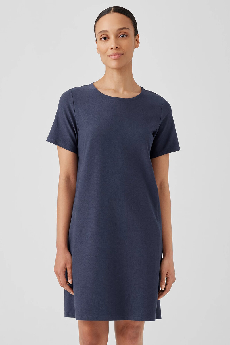 Washable Stretch Crepe Jewel Neck Dress Washable Stretch Crepe Jewel Neck Dress