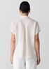 Puckered Organic Linen Stripe Notch Collar Top