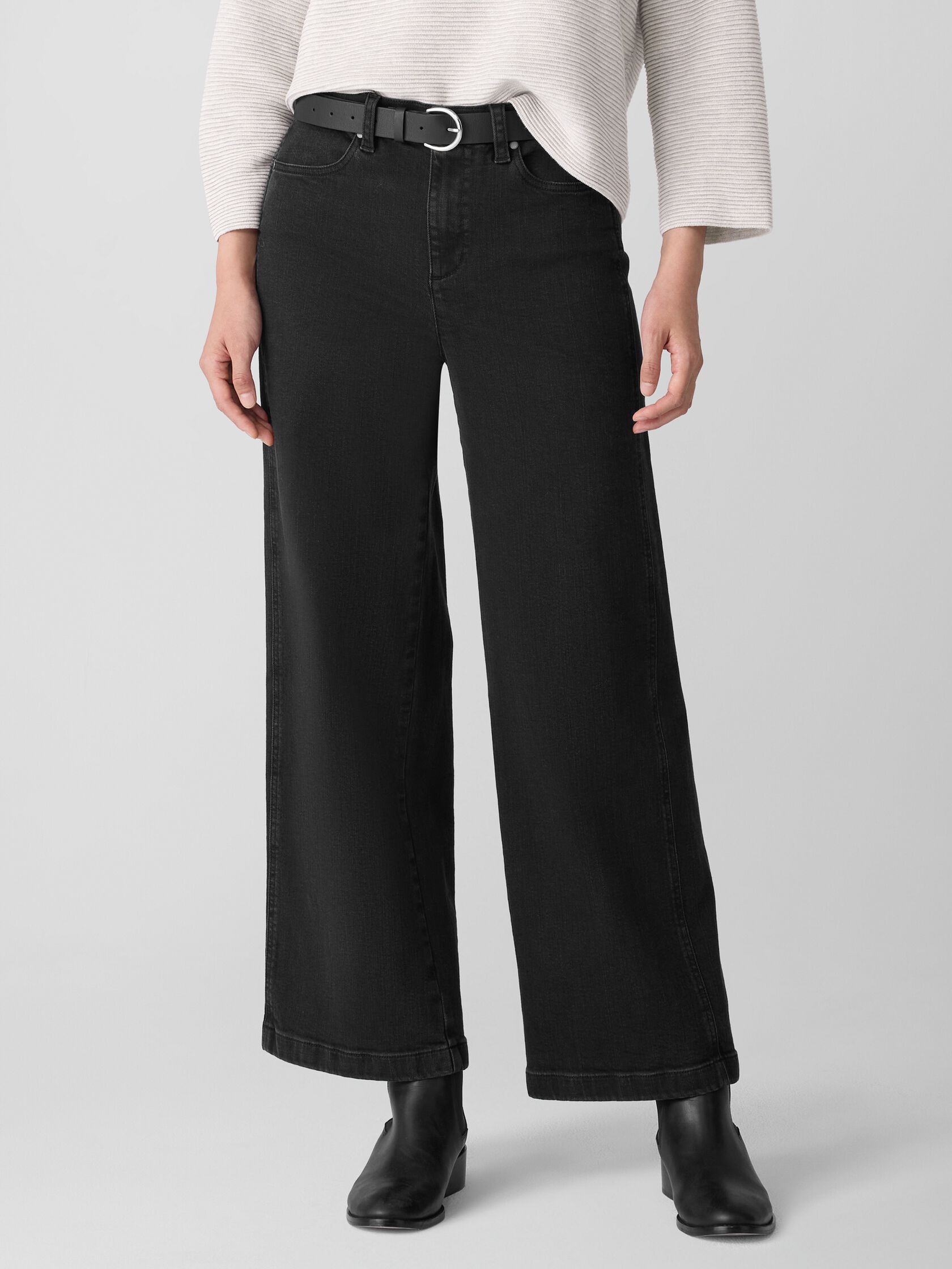 Cotton Stretch Denim Wide-Leg Jean