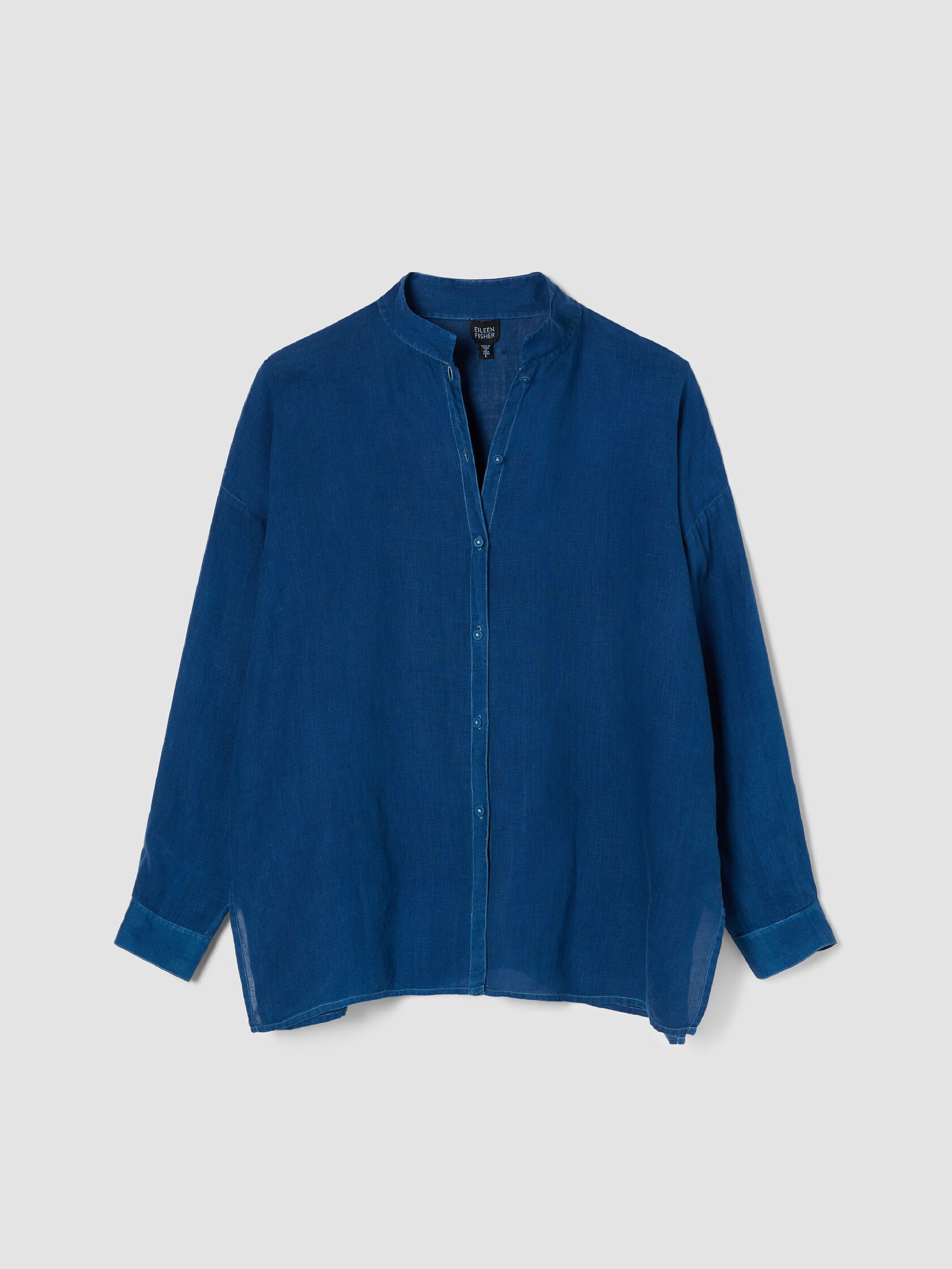 Renew Handkerchief Linen Mandarin Collar Shirt, L