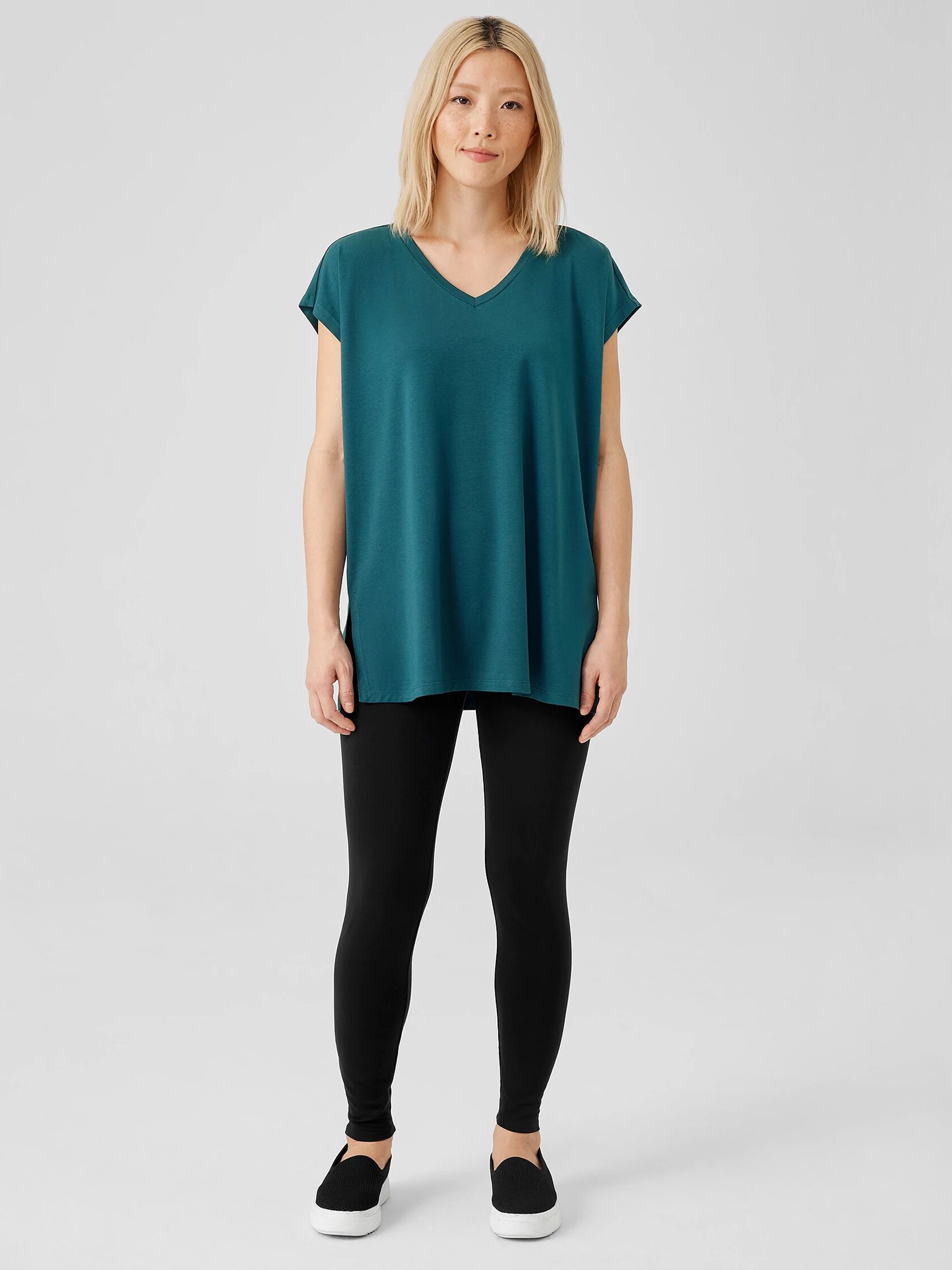 Stretch Jersey Knit High-Waisted Leggings