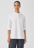 Washed Organic Cotton Poplin Band Collar Shirt