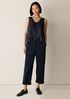 Silk Twill Curved V-Neck Tank