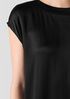 Striated Silk Satin Bateau Neck Dress