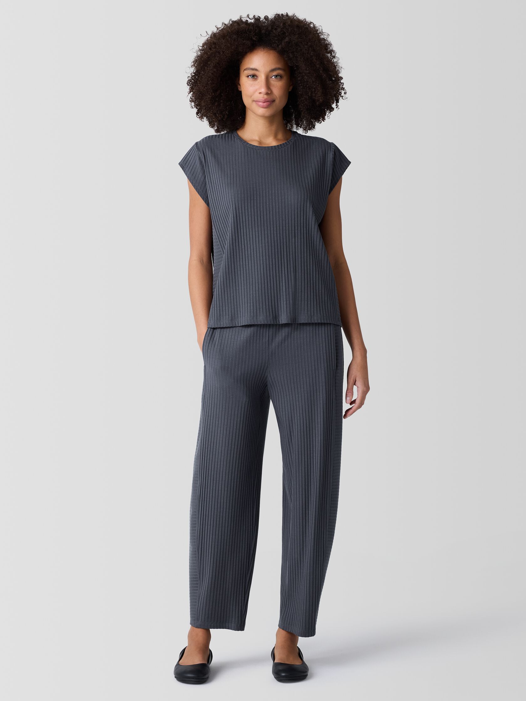 Textured Stretch Rib Lantern Pant