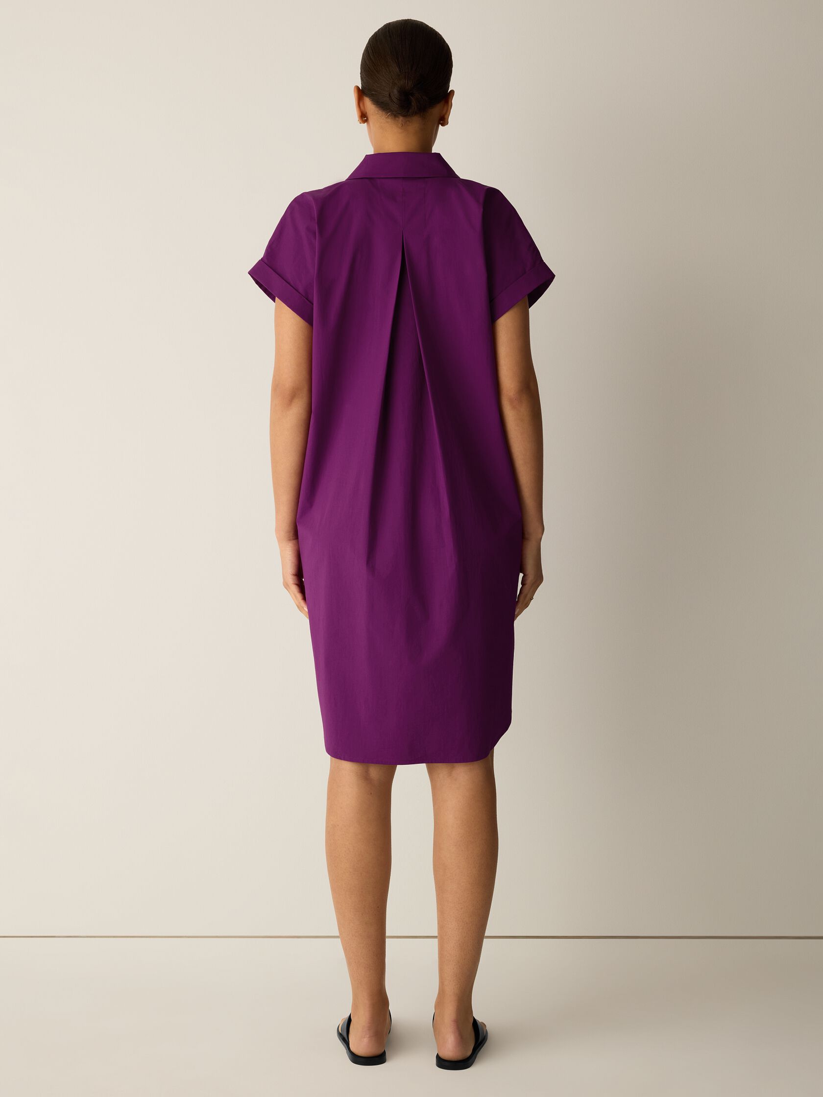Stretch Organic Cotton Poplin Notch Collar Dress