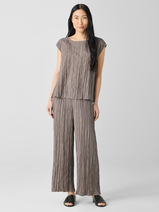 Crushed Silk Wide-Leg Pant