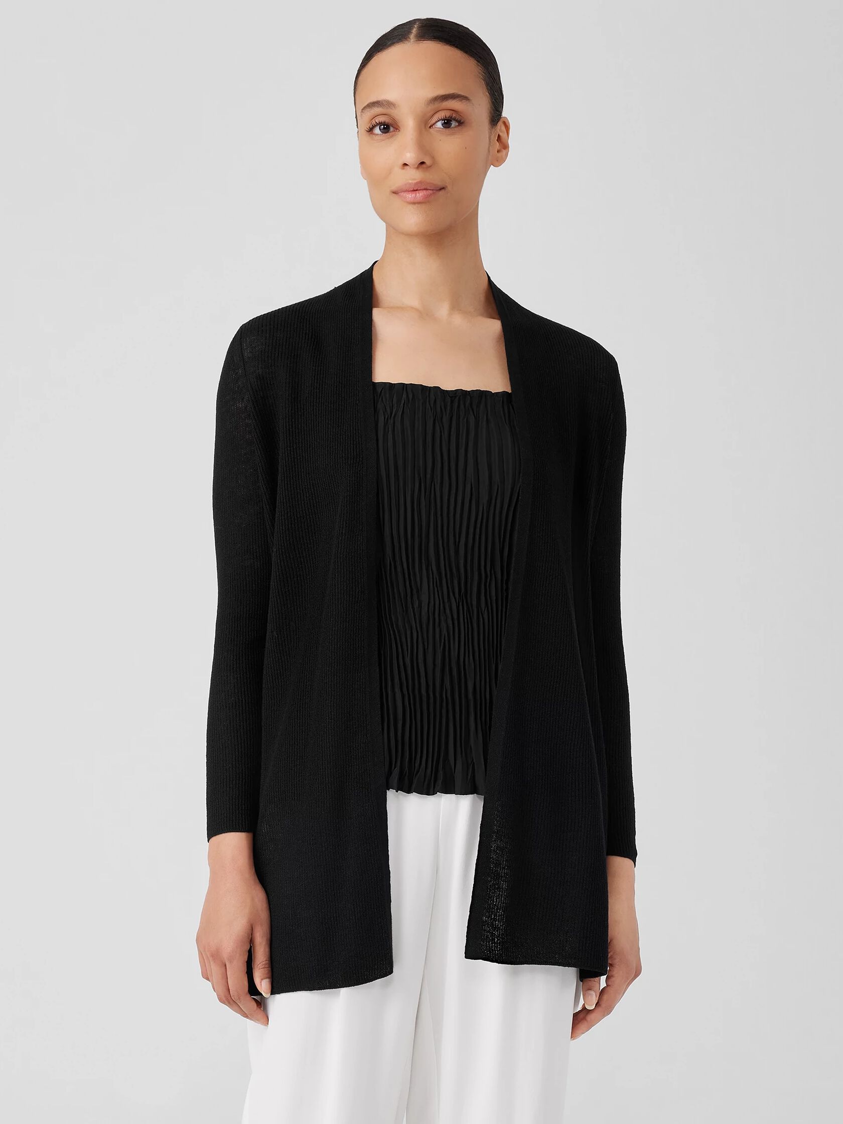 Organic Linen Cotton Airy Tuck Long Cardigan