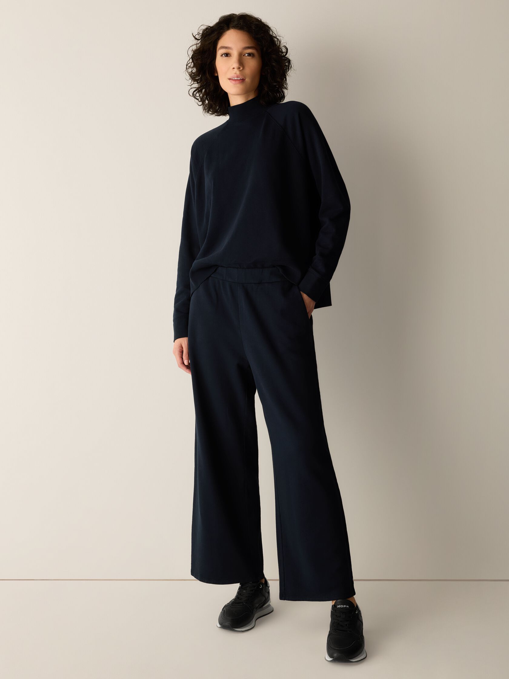 Garment-Dyed Organic Cotton Terry Wide-Leg Pant