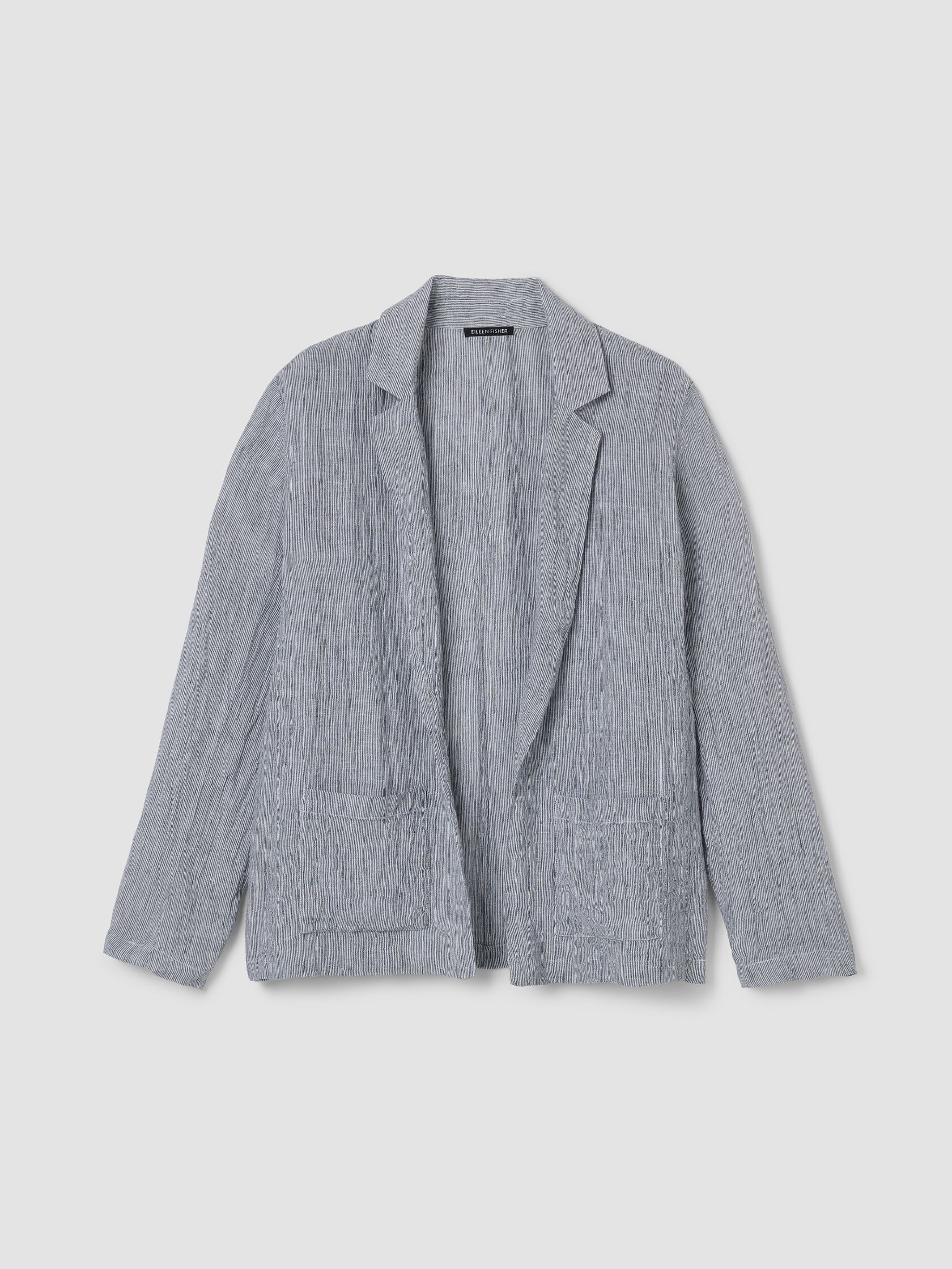 Puckered Organic Linen Stripe Blazer
