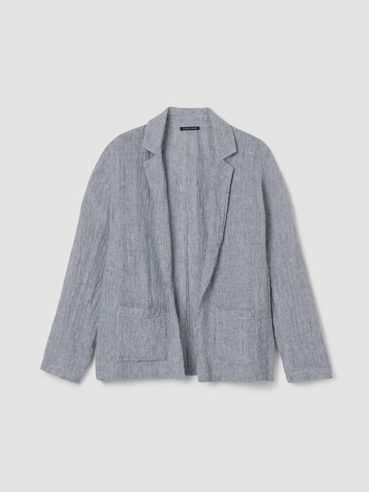 Puckered Organic Linen Stripe Blazer