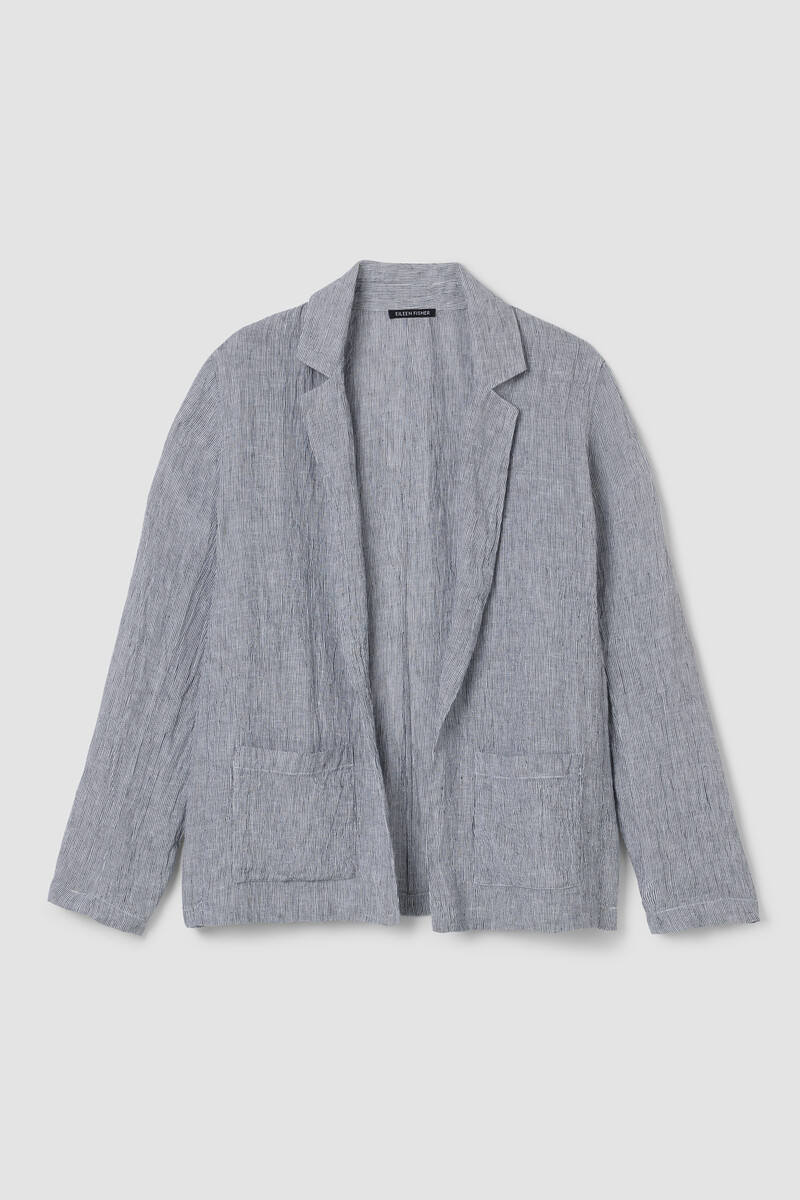 Puckered Organic Linen Stripe Blazer Puckered Organic Linen Stripe Blazer