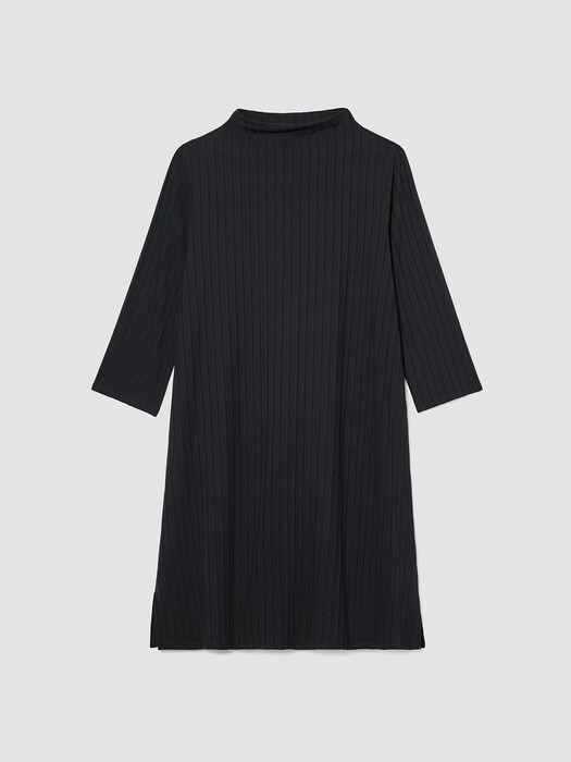 Washable StretchRib Funnel Neck Dress