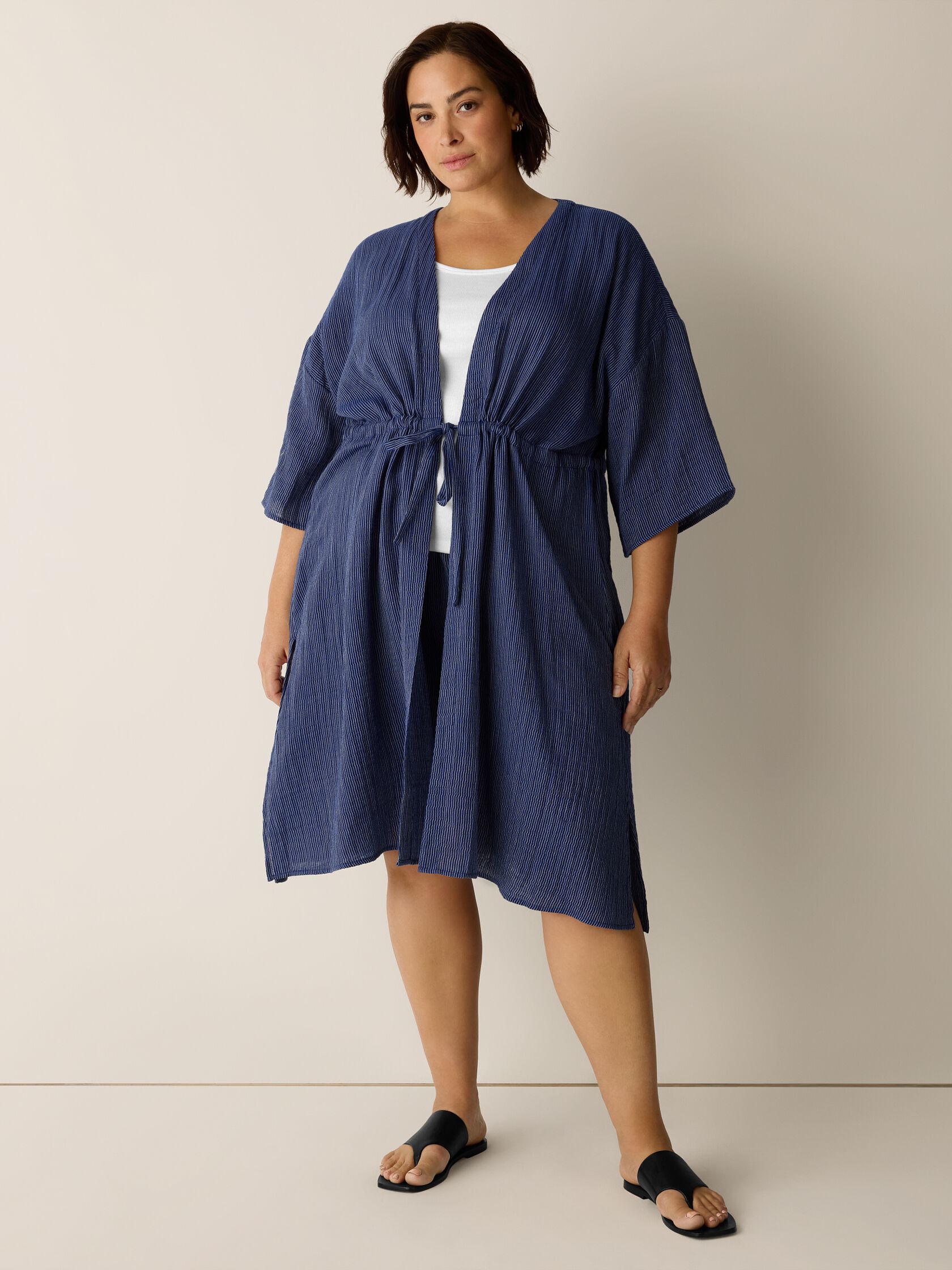 Striped Organic Cotton Gauze Caftan