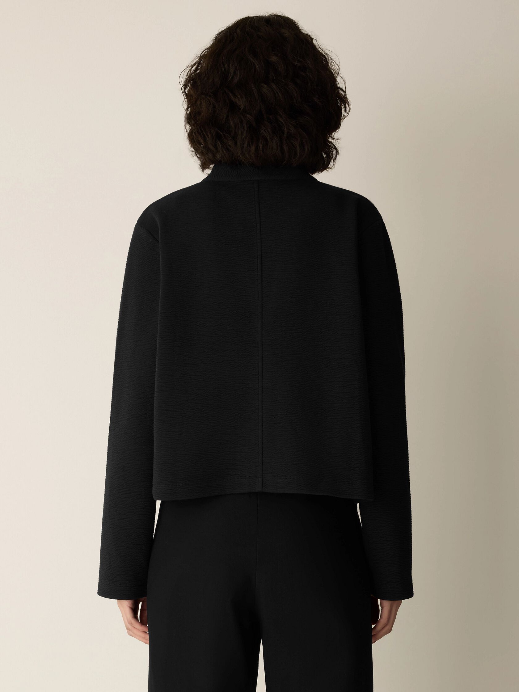 Textured Cotton Doubleknit High Collar Jacket