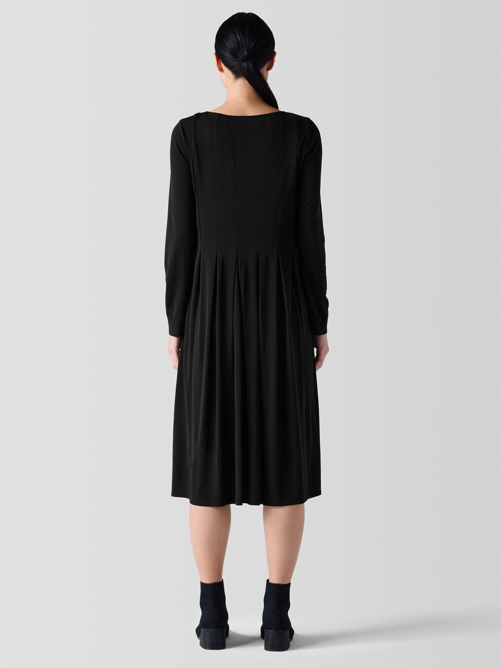 Stretch Silk Jersey Ballet Neck Dress