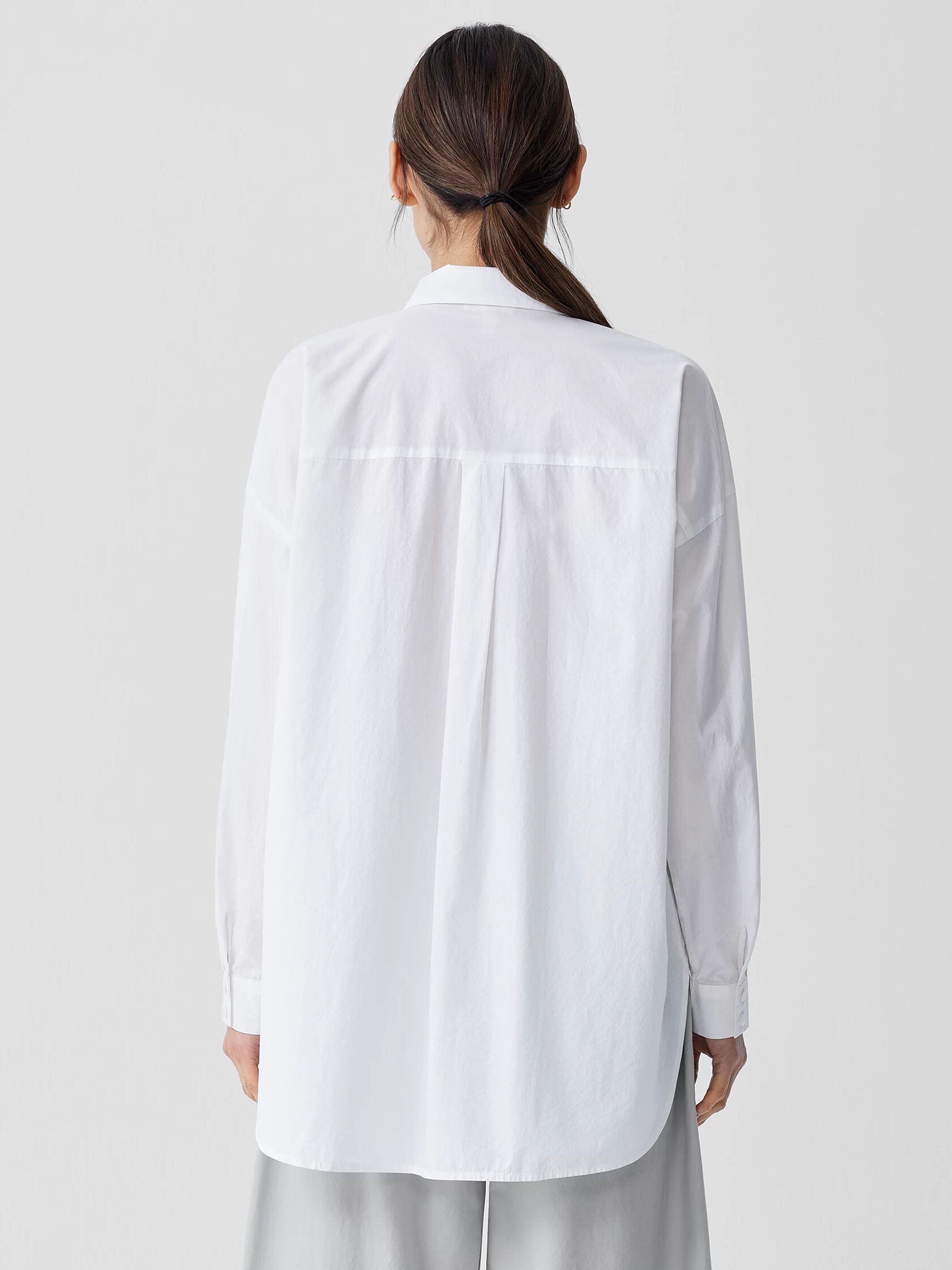 Washed Organic Cotton Poplin Classic Collar Long Shirt