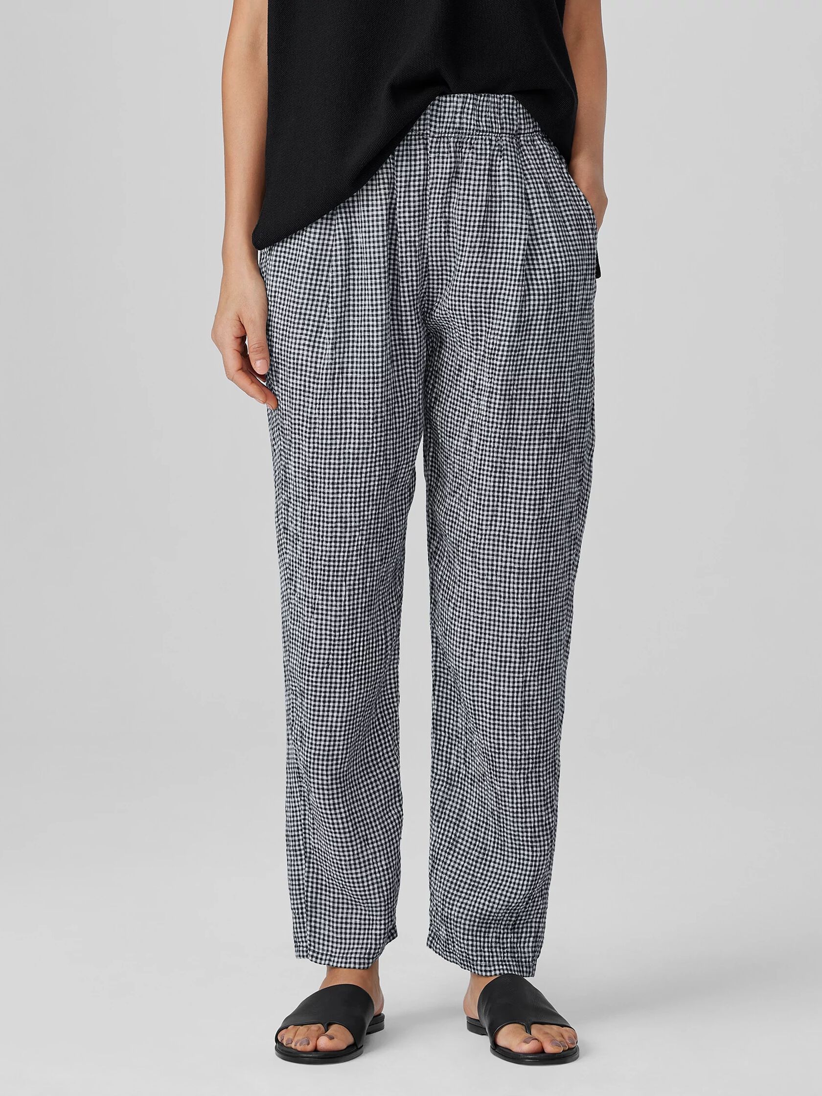 Puckered Organic Linen Tapered Pant