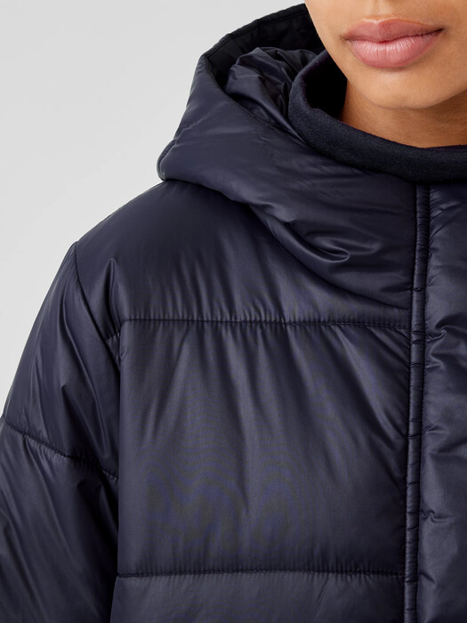 Eggshell Recycled Nylon Long Coat