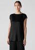 Striated Silk Satin Bateau Neck Top