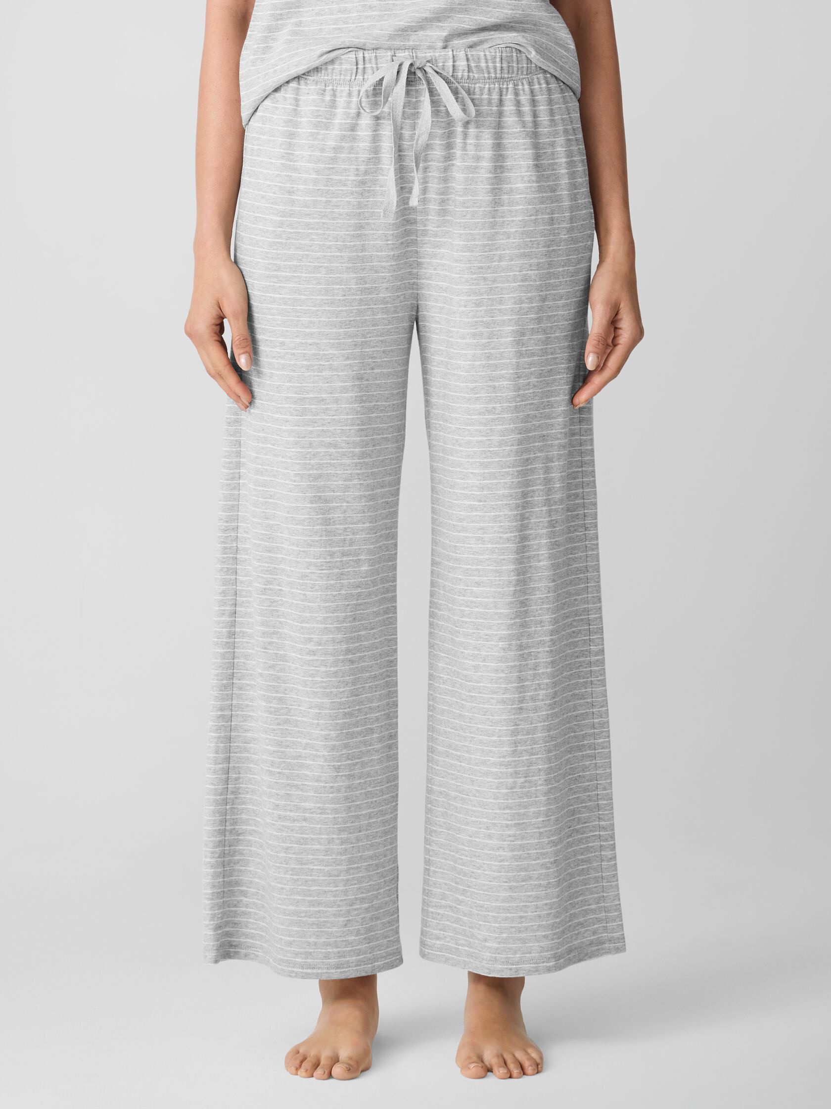 Striped Organic Cotton Jersey Wide-Leg Sleep Pant