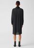 Wool Cotton Check Classic Collar Shirtdress