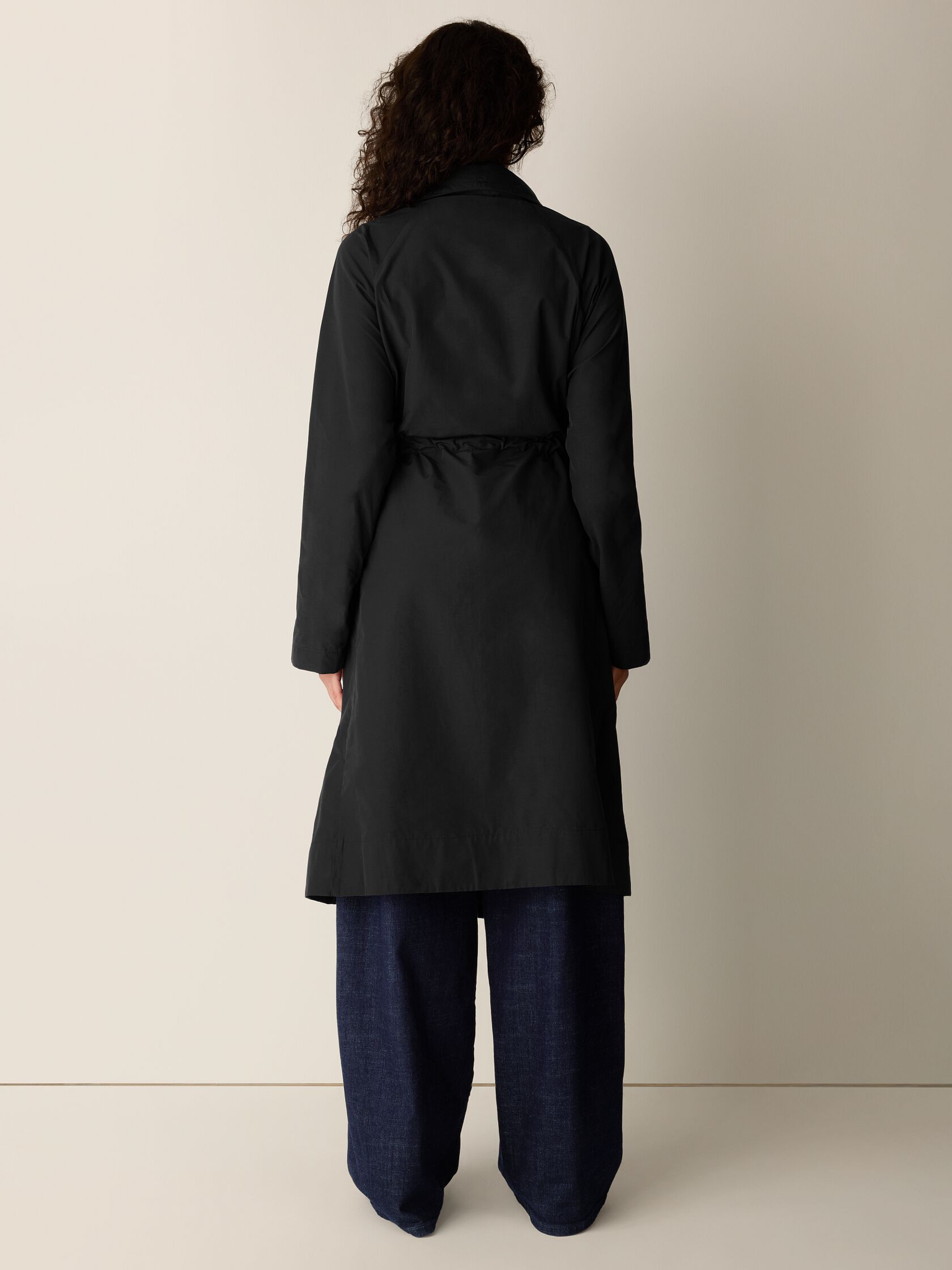 Light Cotton Nylon Drape Neck Coat