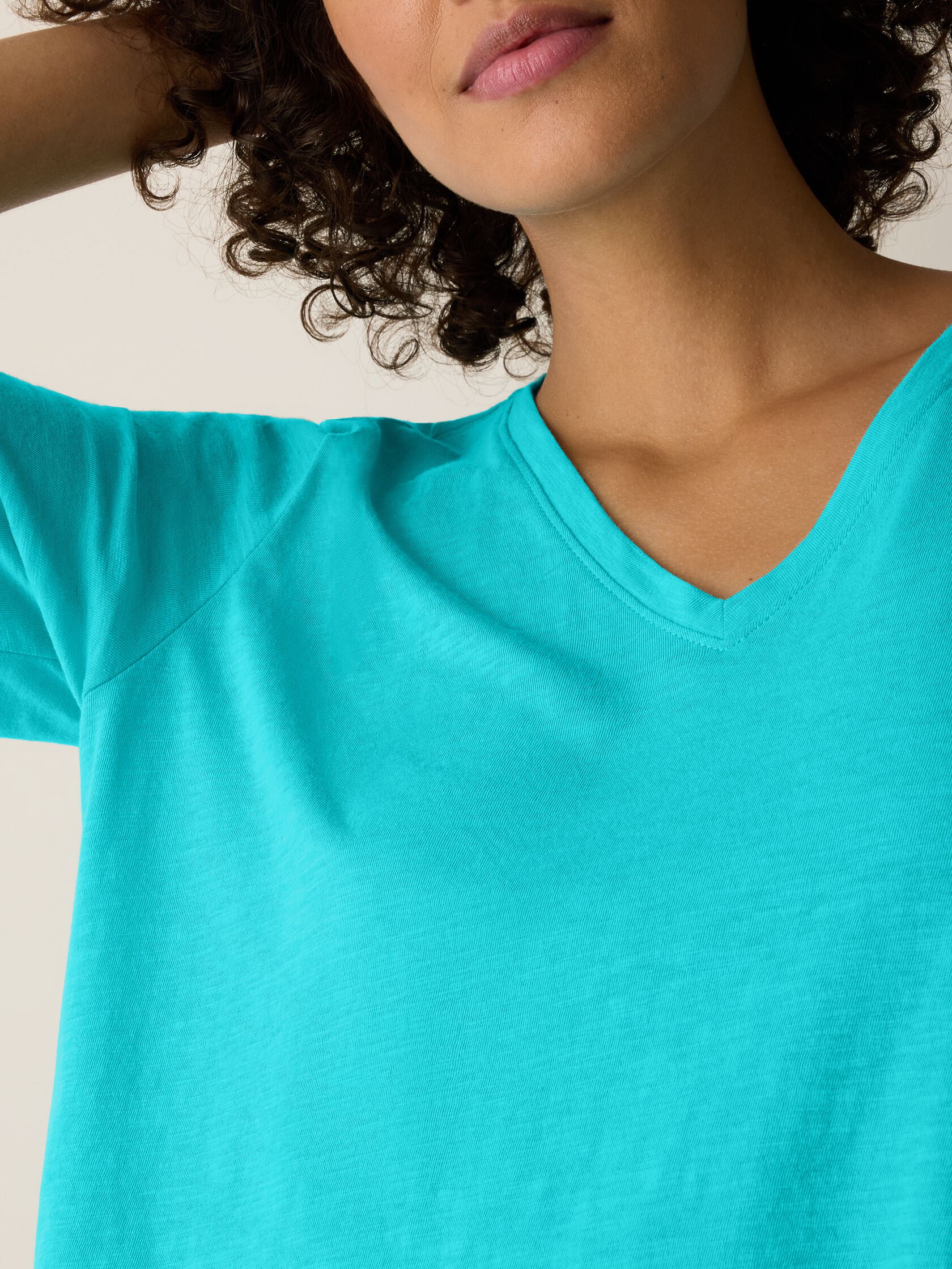 Organic Cotton Slubby Jersey V-Neck Tee