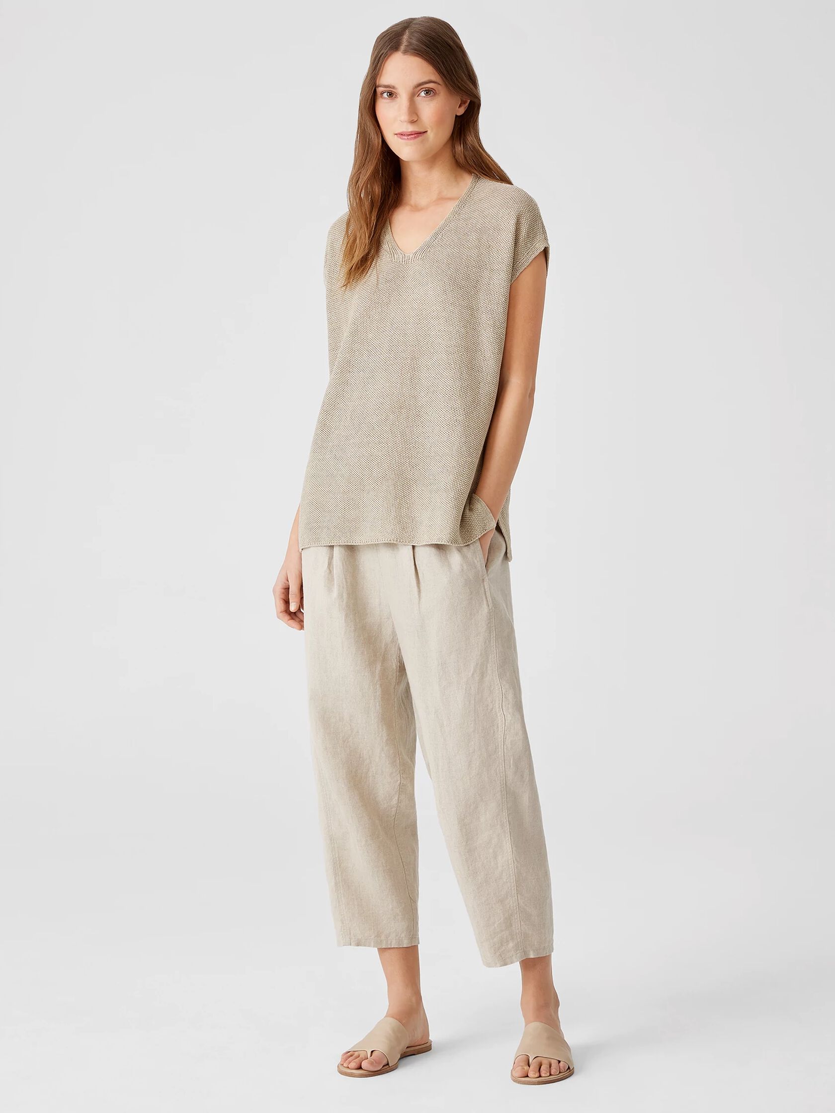Organic Linen Delave V-Neck Top