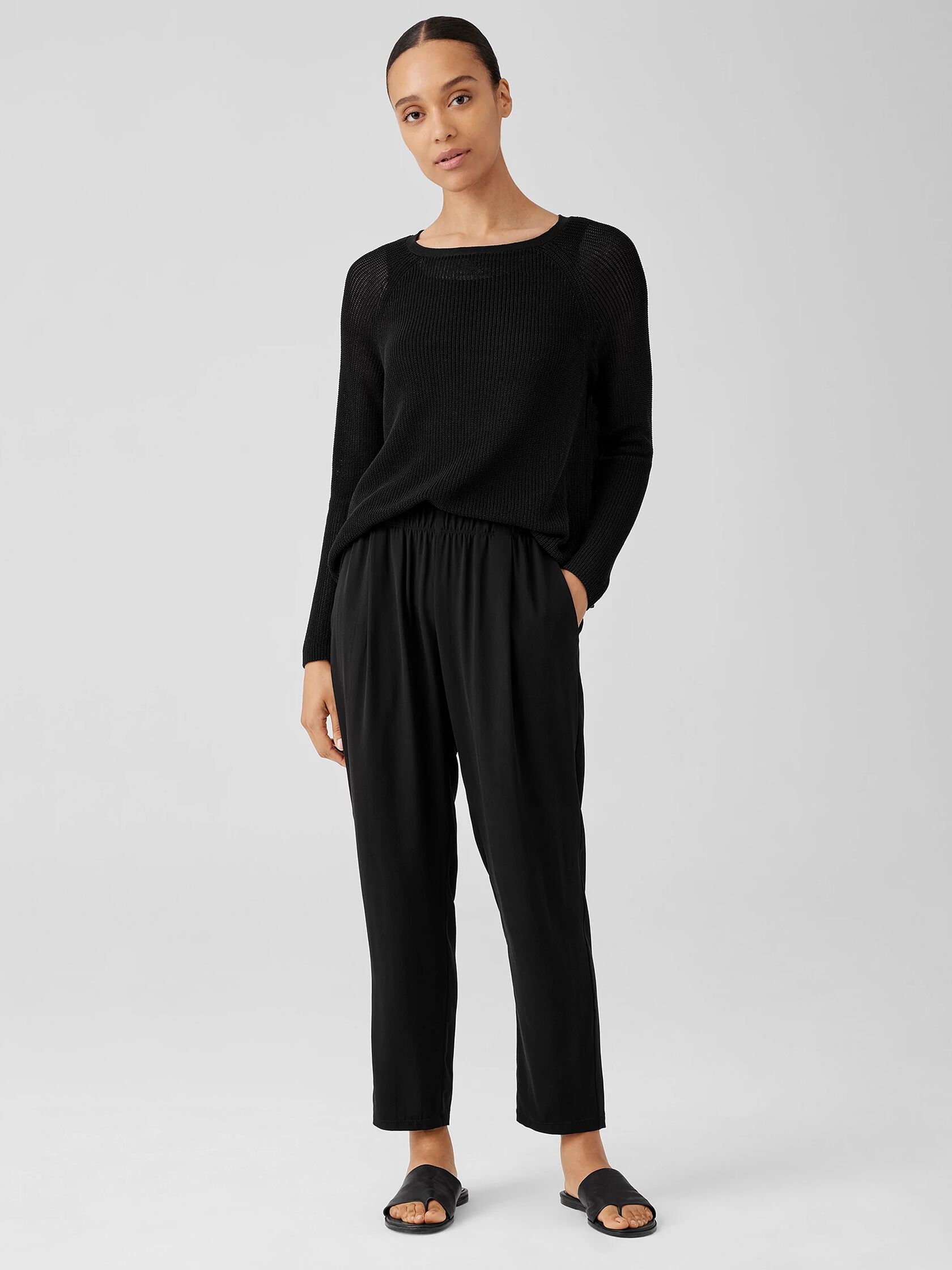 Silk Georgette Crepe Pleated Tapered Pant