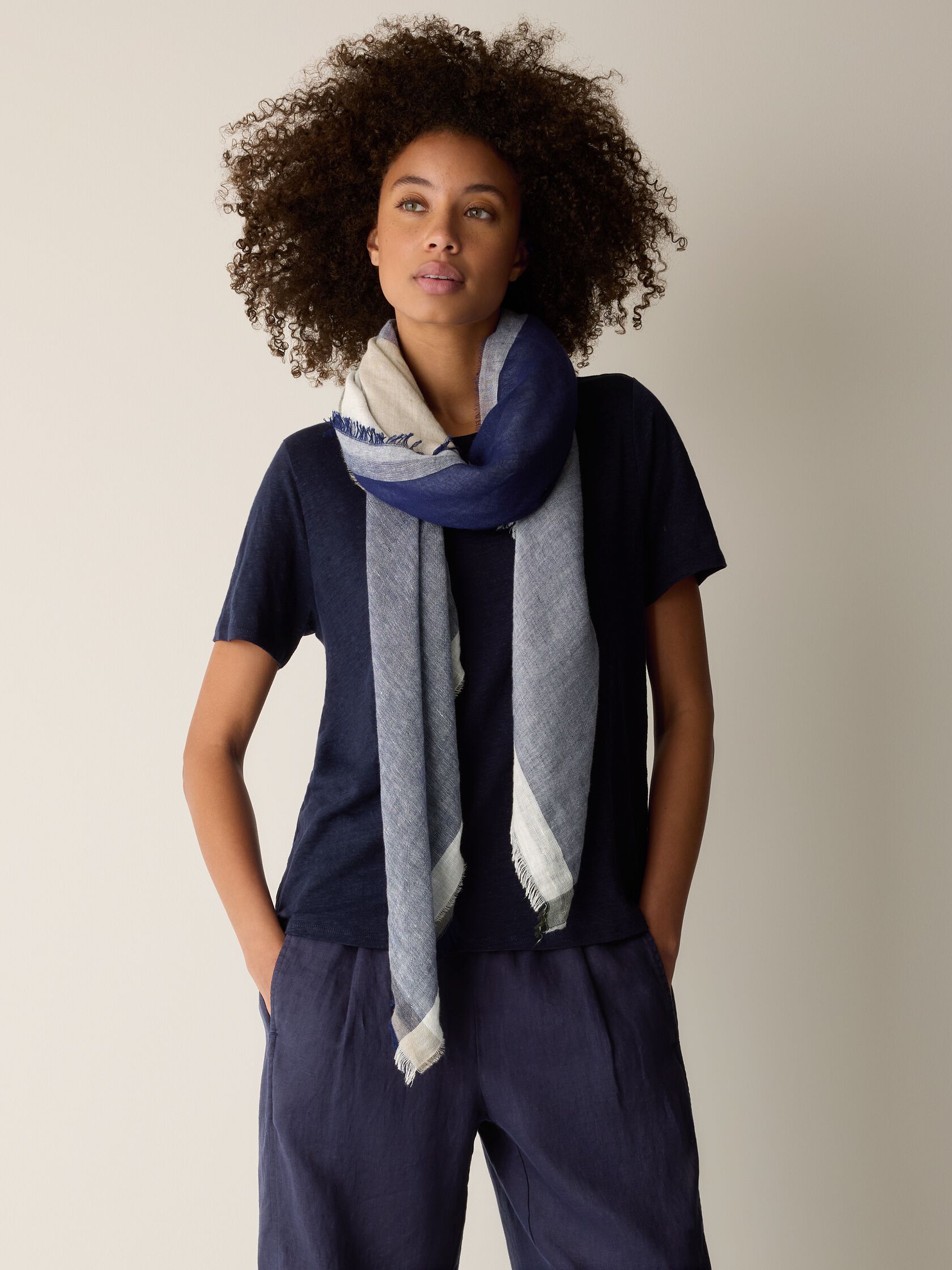 Organic Linen Cotton Check Scarf