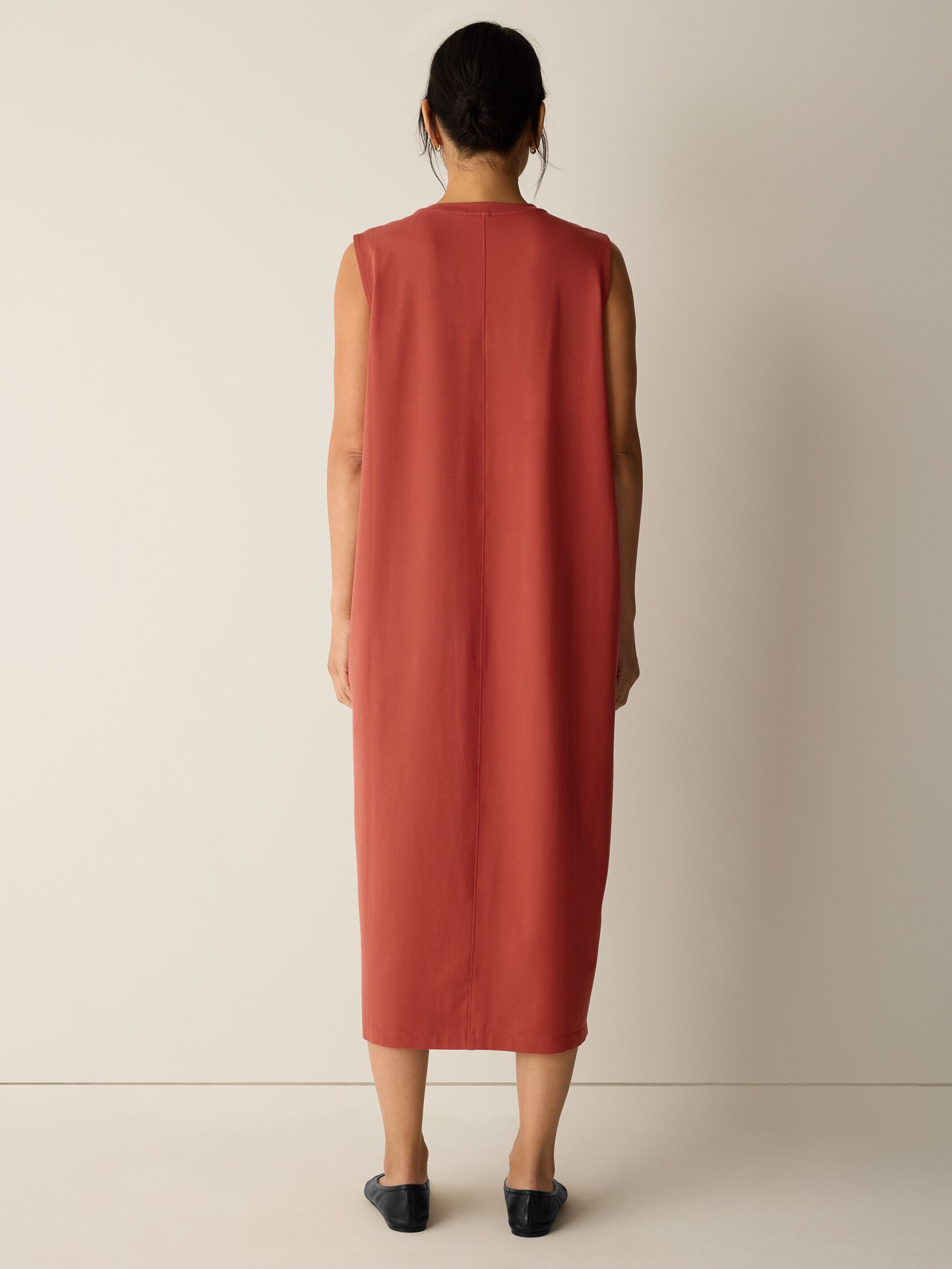 Pima Cotton Stretch Jersey Crew Neck Dress