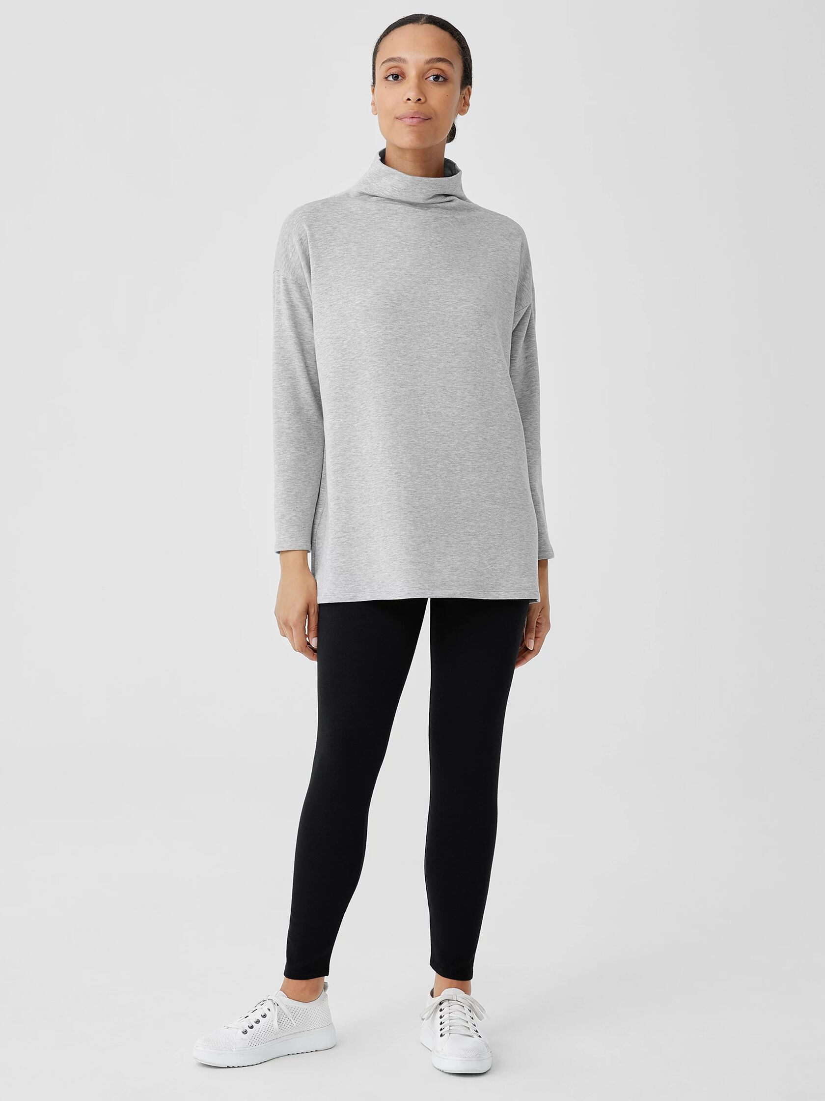 Cozy Brushed Terry Hug Funnel Neck Top