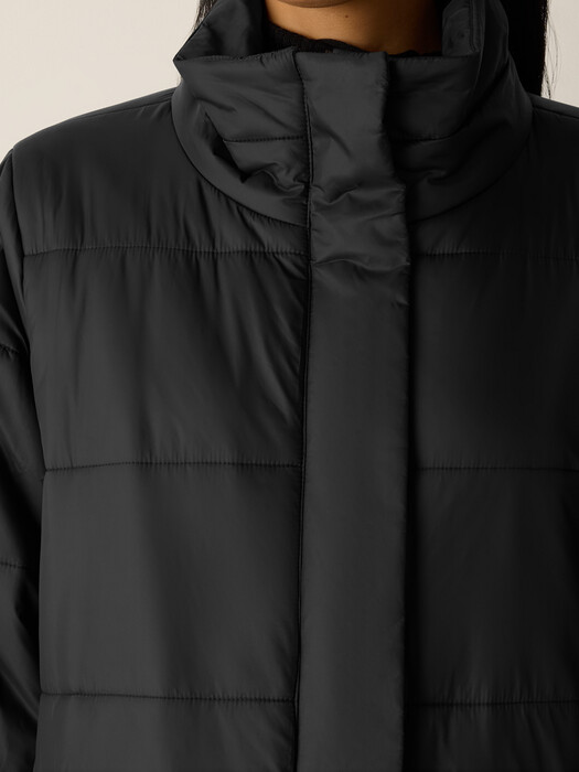 Eggshell Recycled Nylon Stand Collar Coat