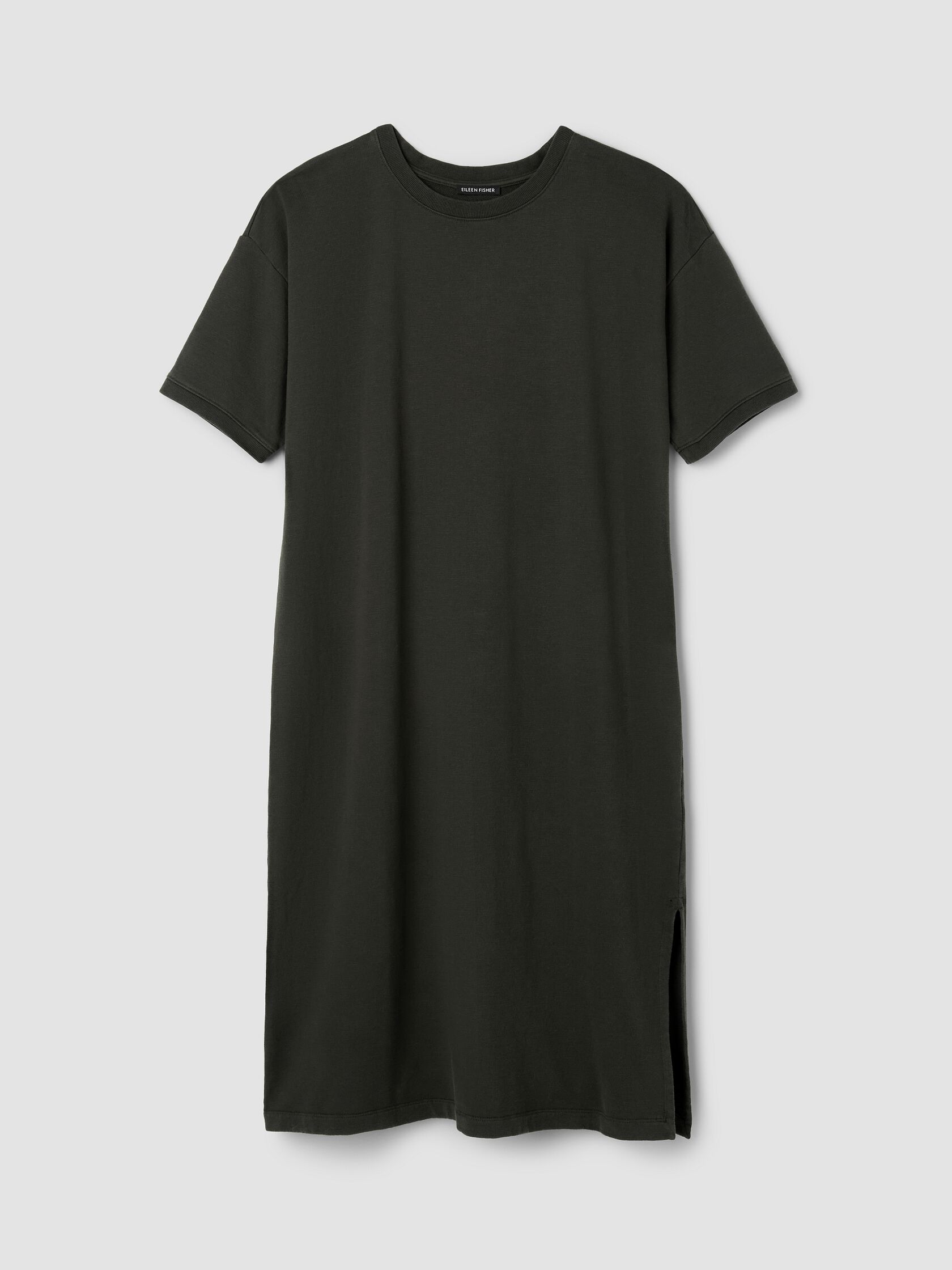 Garment-Dyed Organic Cotton Terry Crew Neck Dress