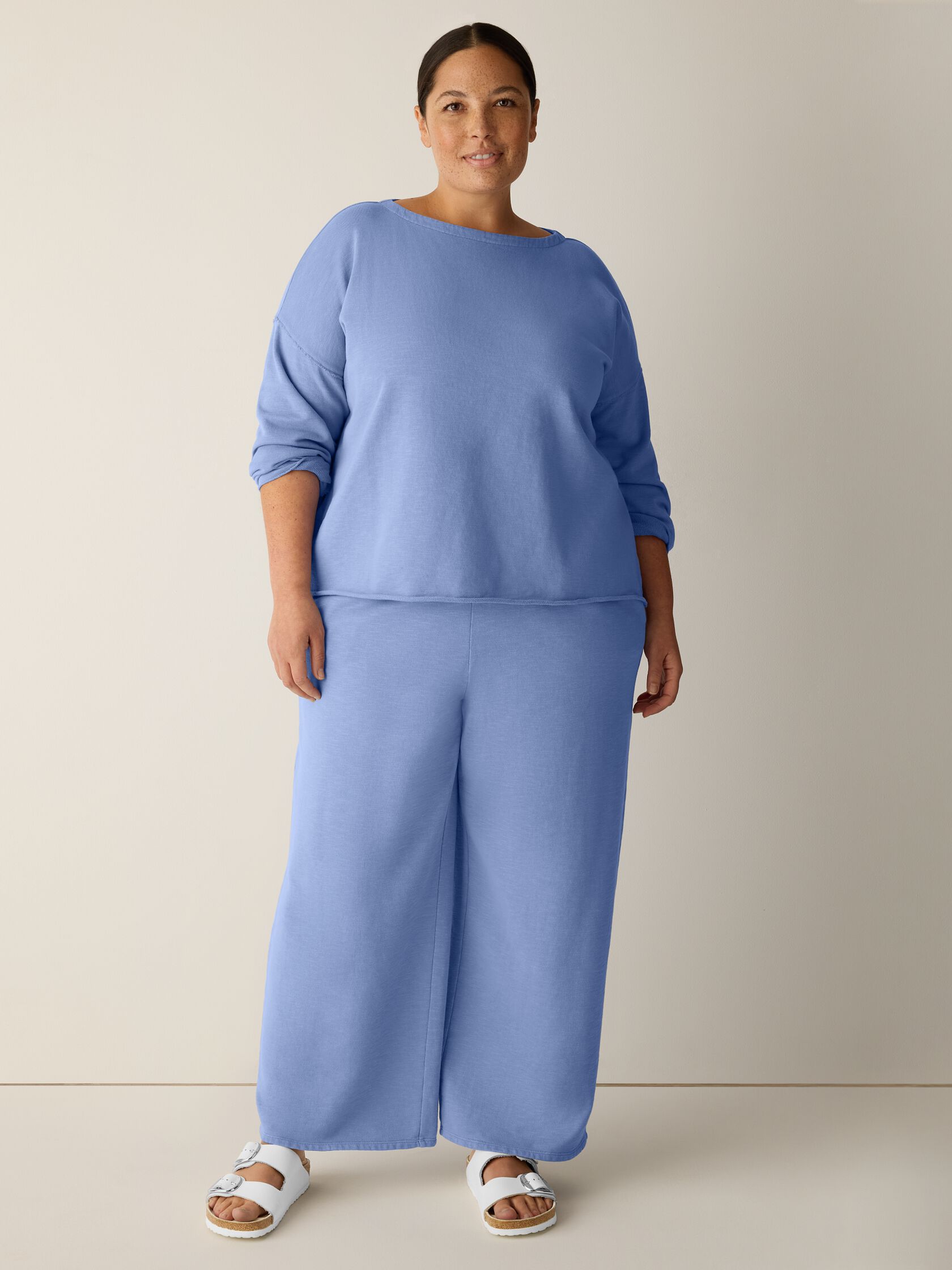 Garment-Dyed Organic Cotton Terry Bateau Neck Box-Top