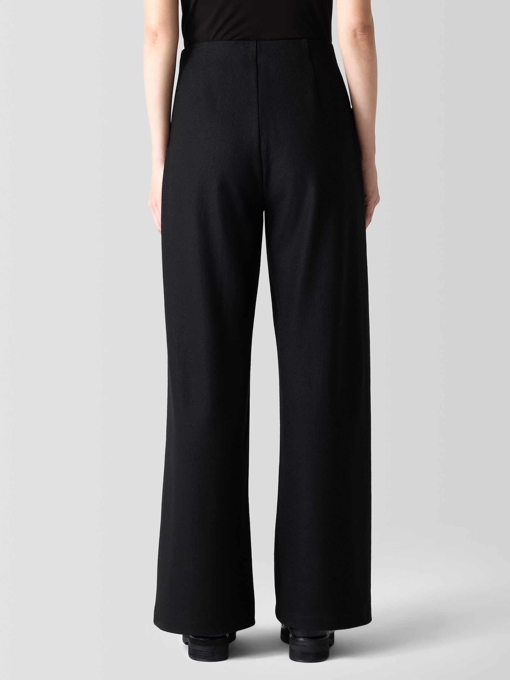 Felted Wool Jersey Wide-Leg Long Pant in Regenerative Wool