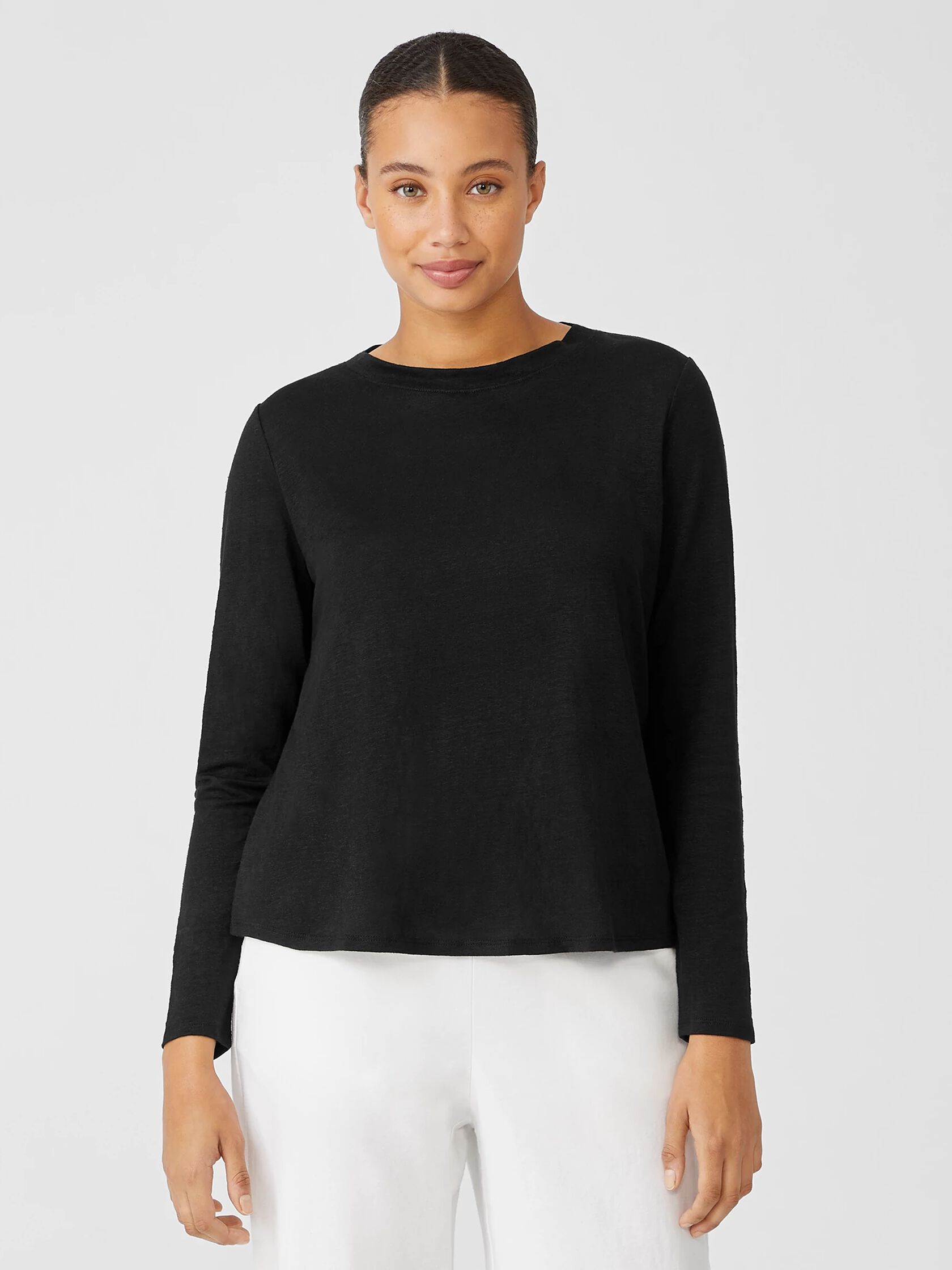 Organic Linen Jersey Crew Neck Top
