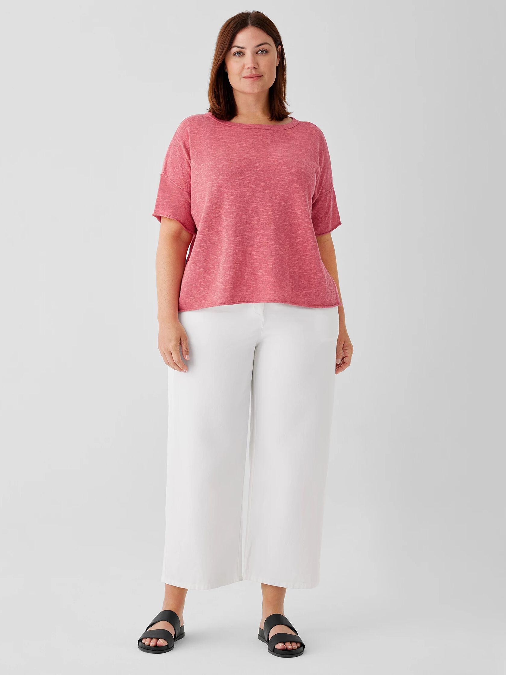 Organic Linen Cotton Slub Bateau Neck Top