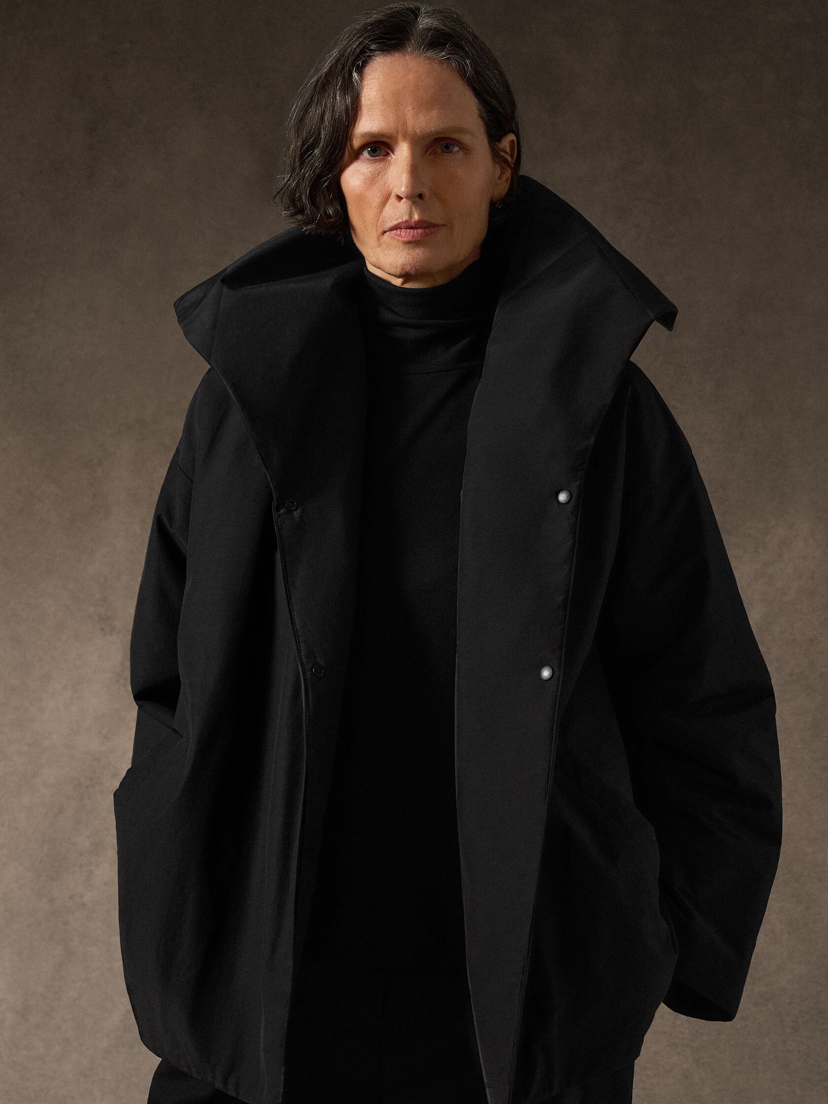 Light Cotton Nylon High Collar Padded Coat