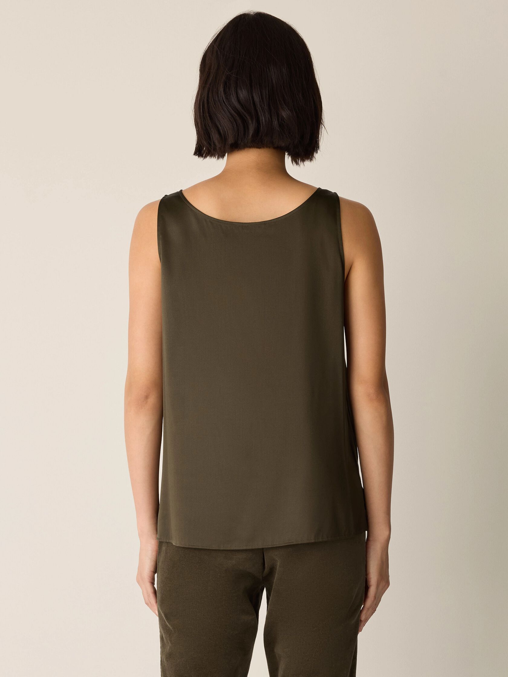 Stretch Silk Charmeuse Scoop Neck Tank