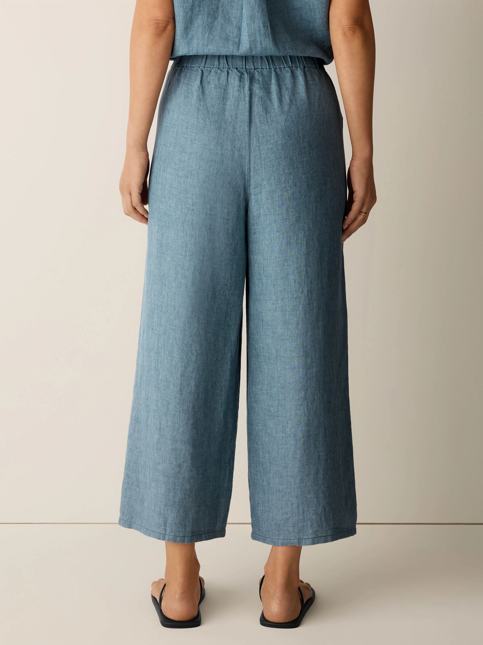 Washed Organic Linen D&eacute;lav&eacute; Wide-Leg Pant